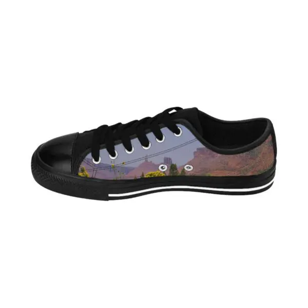 A pair of shoes with an image on them.