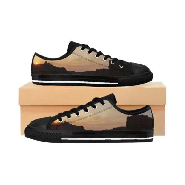 A pair of shoes sitting on top of a box.