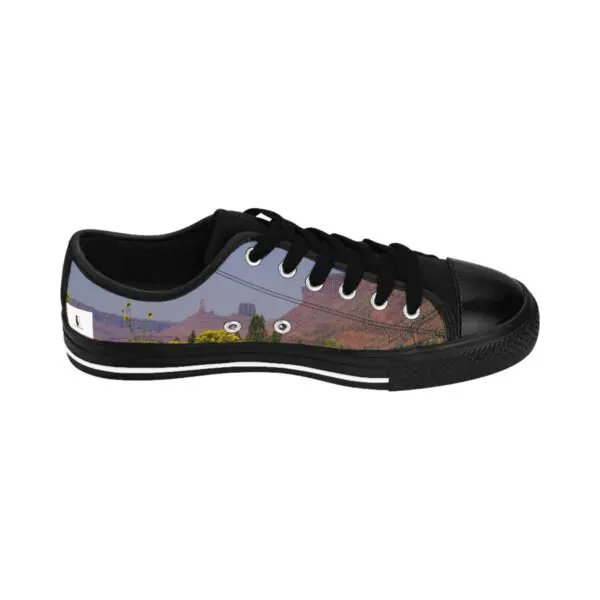 A pair of shoes with the image of a sky.