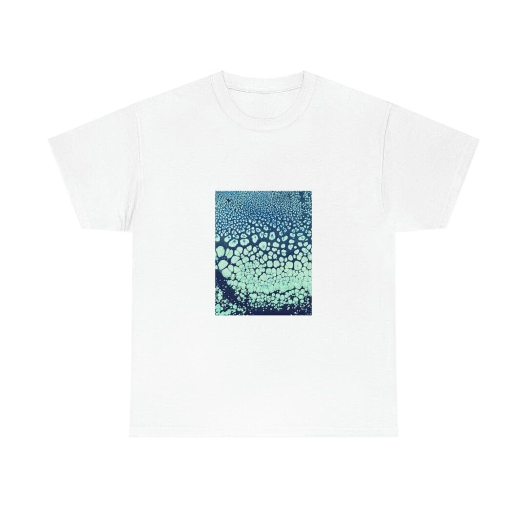 A white t-shirt with a picture of water