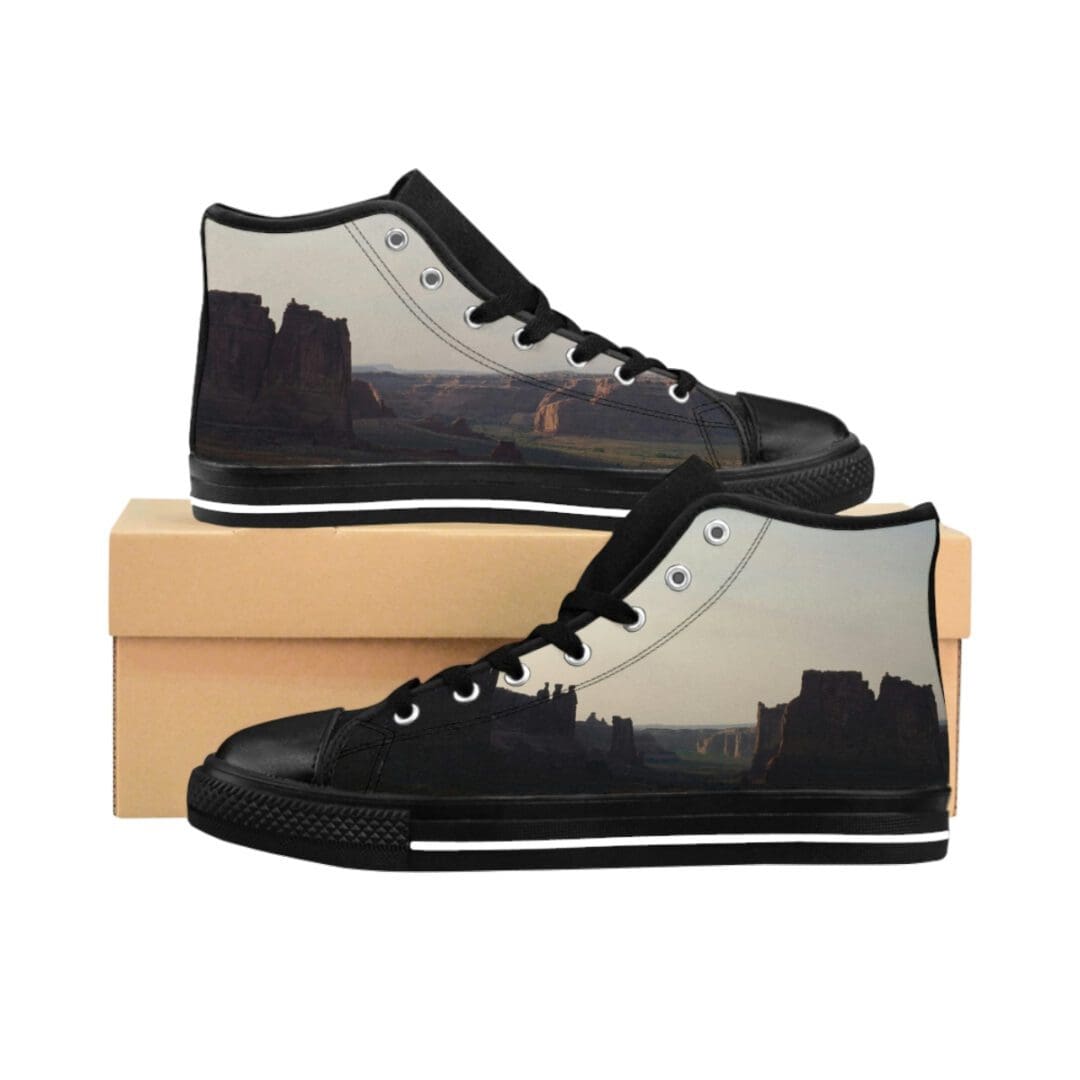High-top sneakers with canyon silhouette print