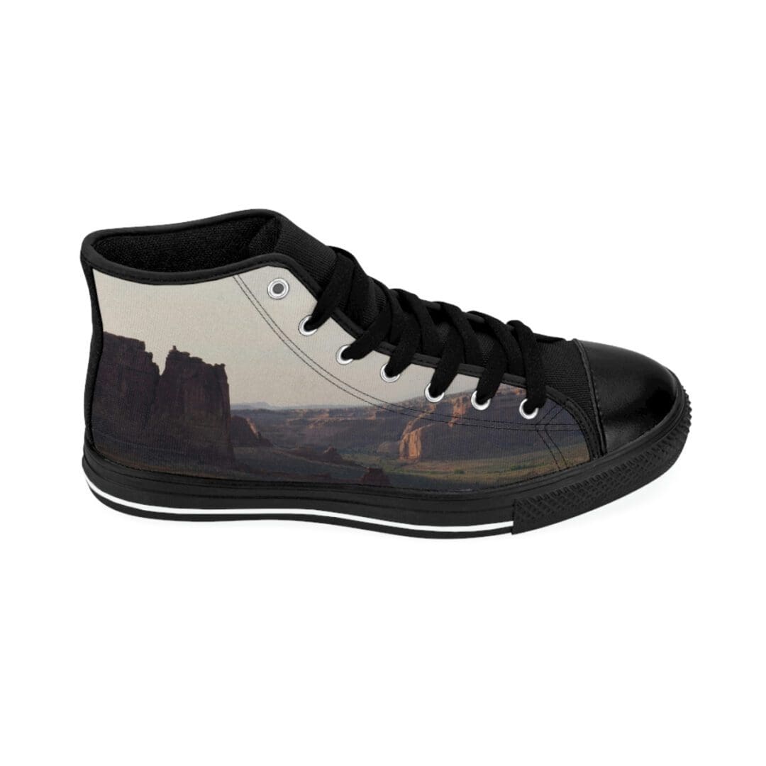 Right profile high-top with desert plateau artwork