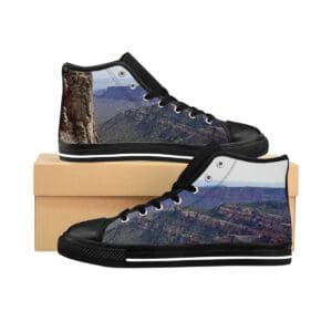 High-top sneakers with canyon and tree bark