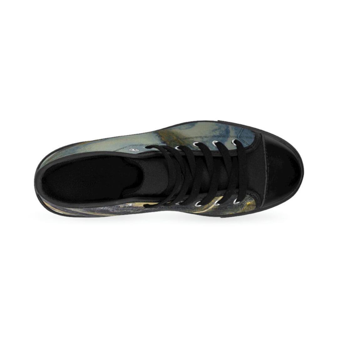 Top view multicolor canvas sneaker with black laces