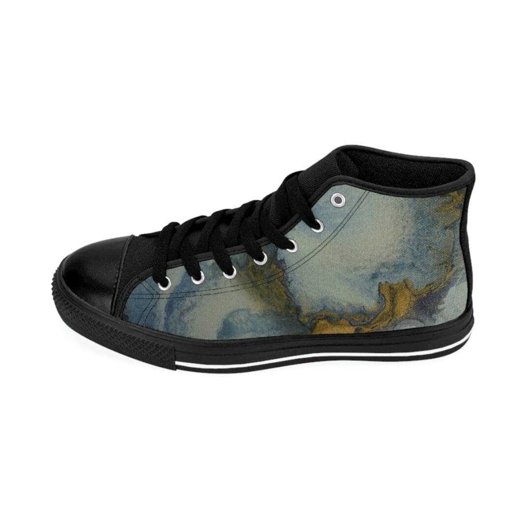 High-top sneakers with oceanic marble pattern