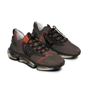 Angled rust sneakers with sculpted air pods