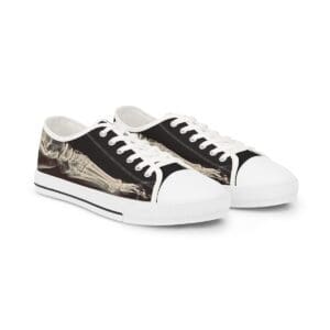 A pair of shoes with black and white design.